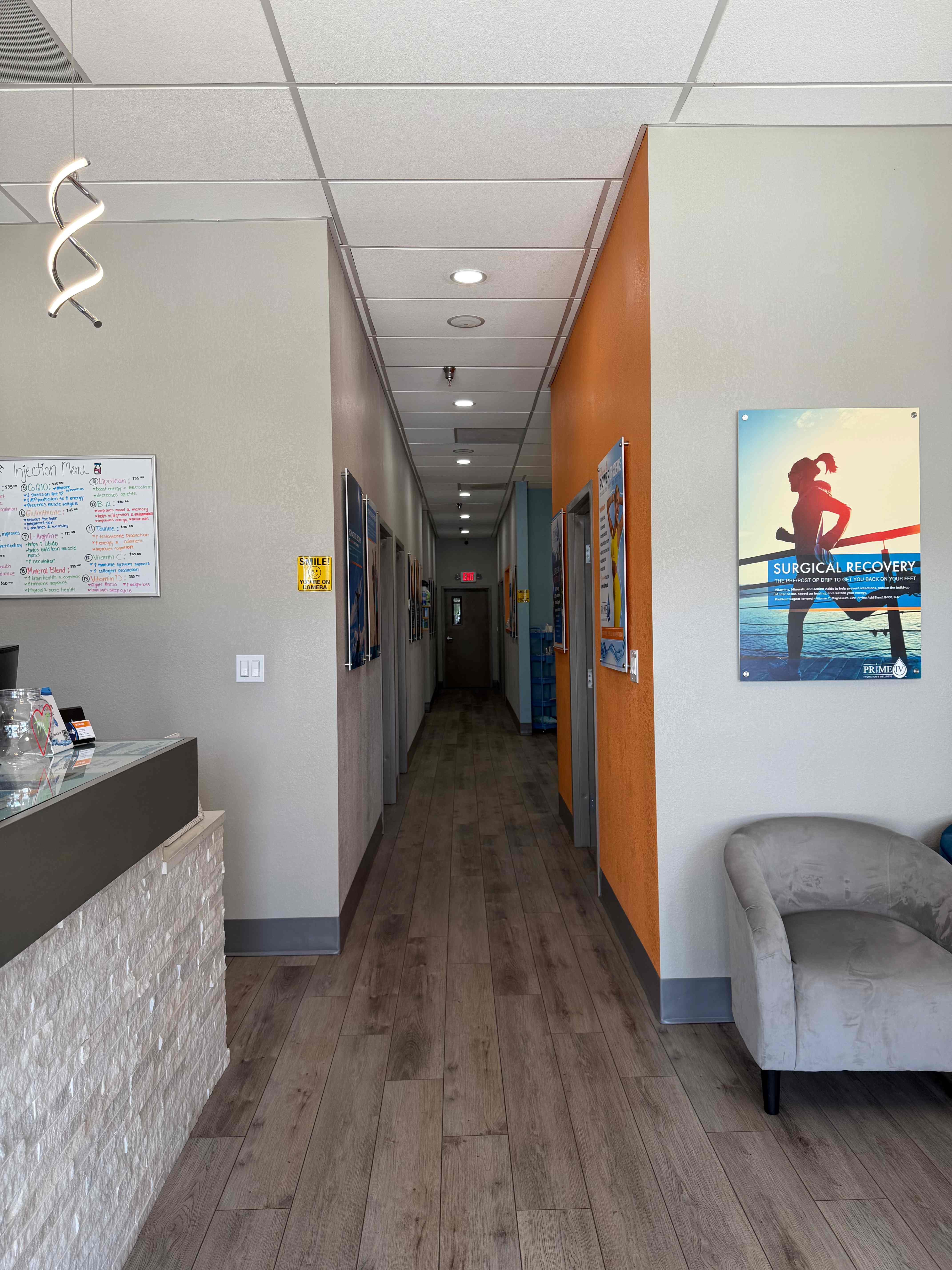 Interior hallway leading to treatment rooms